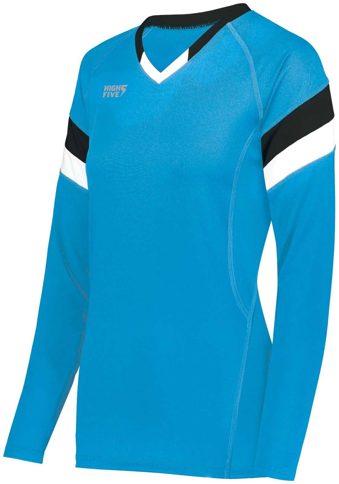 High Five 342242 Ladies TruHit Tri Long Sleeve Jersey - Power Blue Black White - HIT a Double