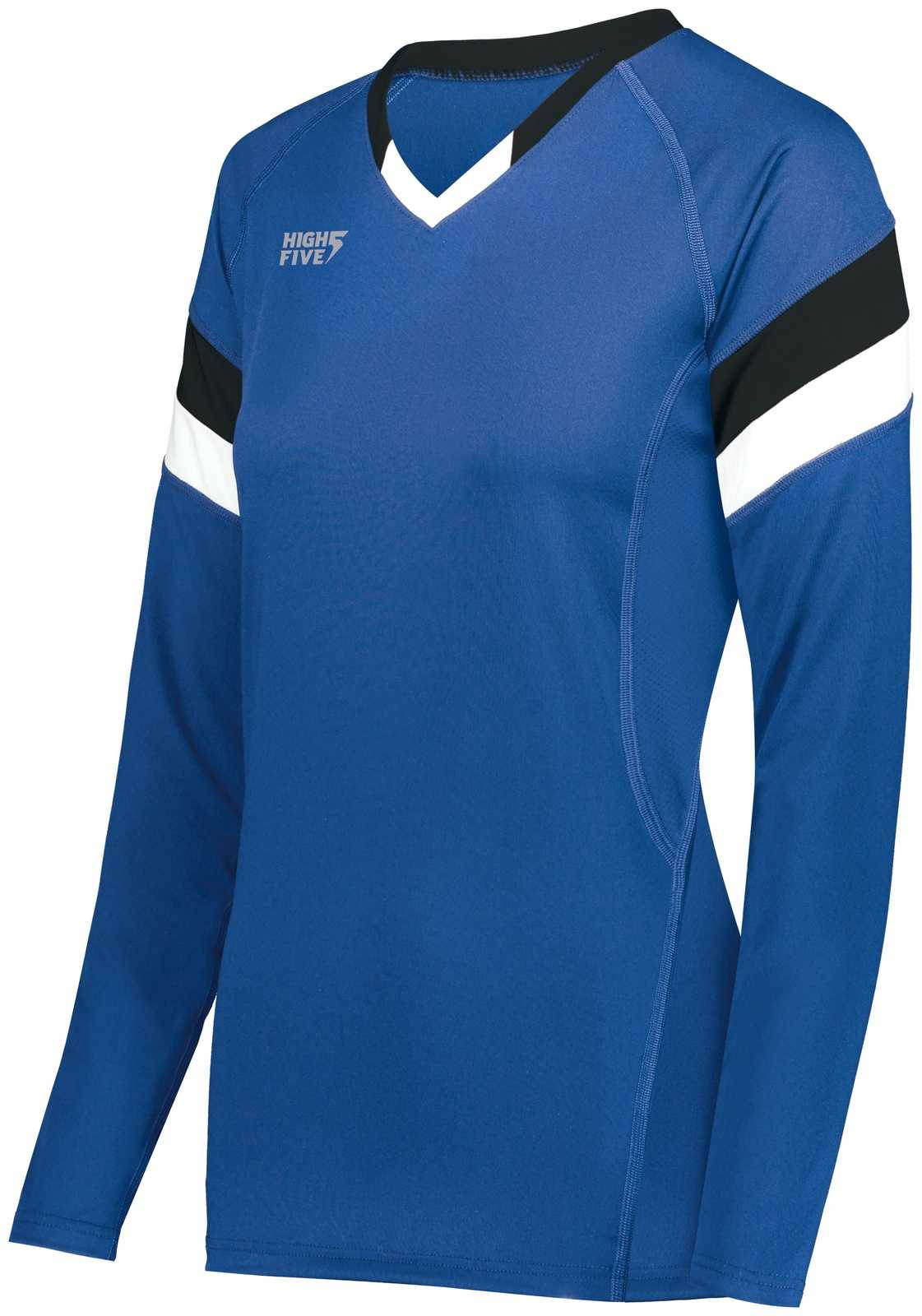 High Five 342242 Ladies TruHit Tri Long Sleeve Jersey - Royal Black White - HIT a Double