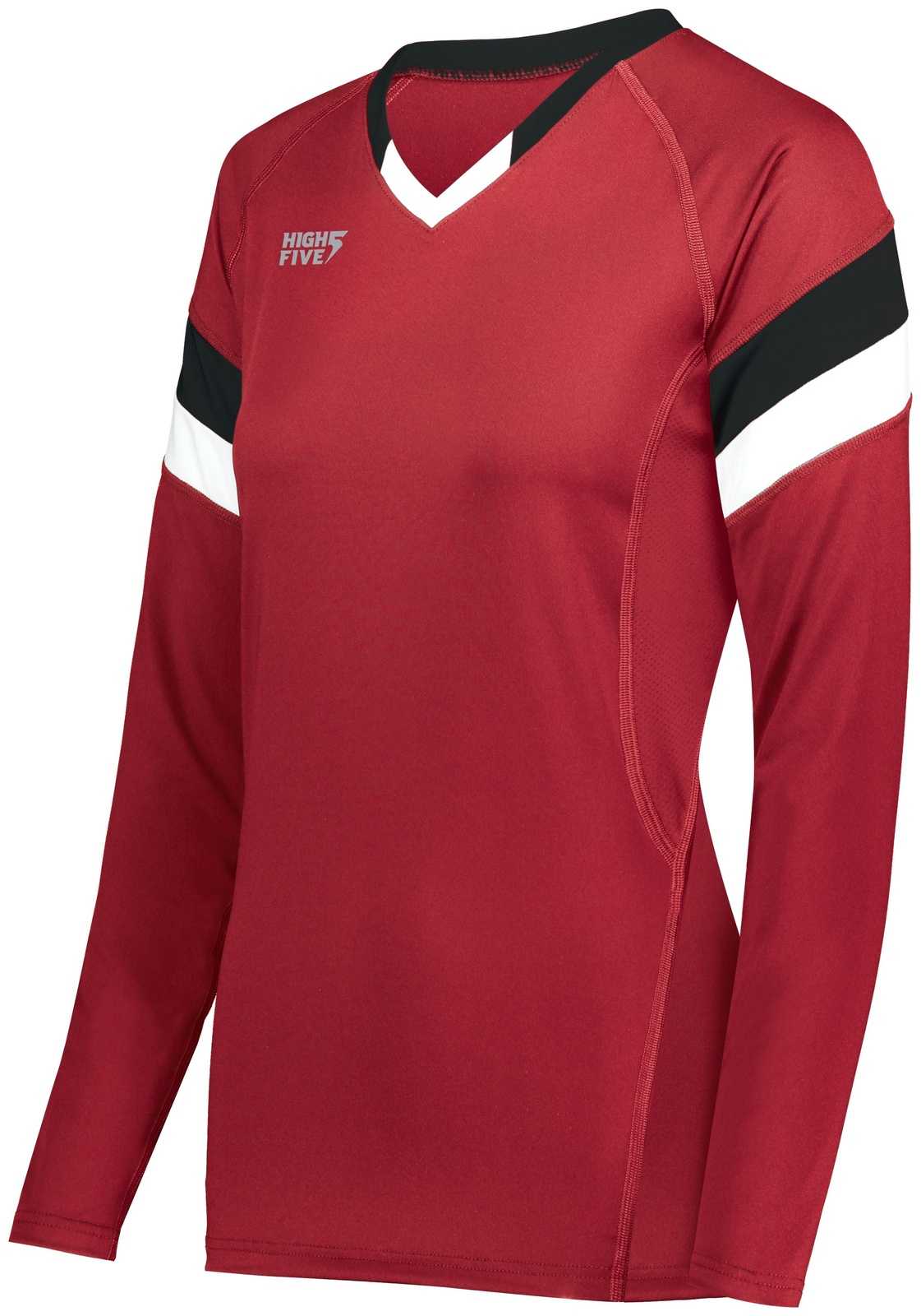 High Five 342242 Ladies TruHit Tri Long Sleeve Jersey - Scarlet Black White - HIT a Double
