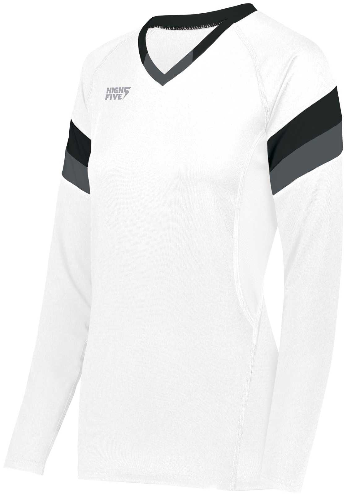 High Five 342242 Ladies TruHit Tri Long Sleeve Jersey - White Black Graphite - HIT a Double
