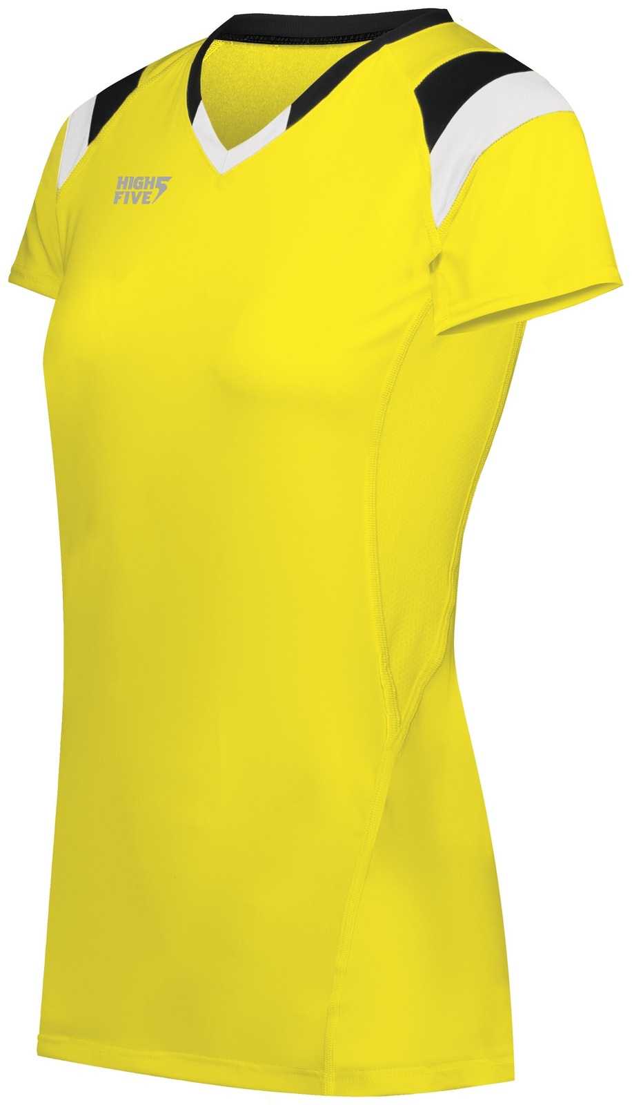 High Five 342252 Ladies TruHit Tri Short Sleeve Jersey - Electric Yellow Black White - HIT a Double