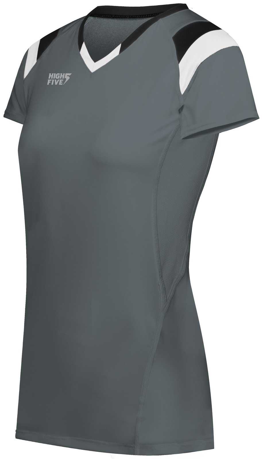 High Five 342252 Ladies TruHit Tri Short Sleeve Jersey - Graphite Black White - HIT a Double