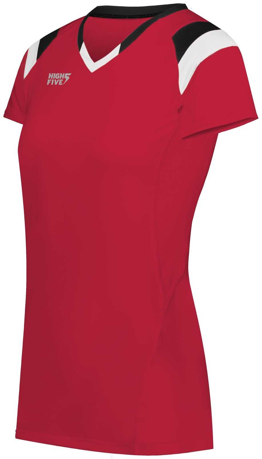 High Five 342252 Ladies TruHit Tri Short Sleeve Jersey - Scarlet Black White - HIT a Double