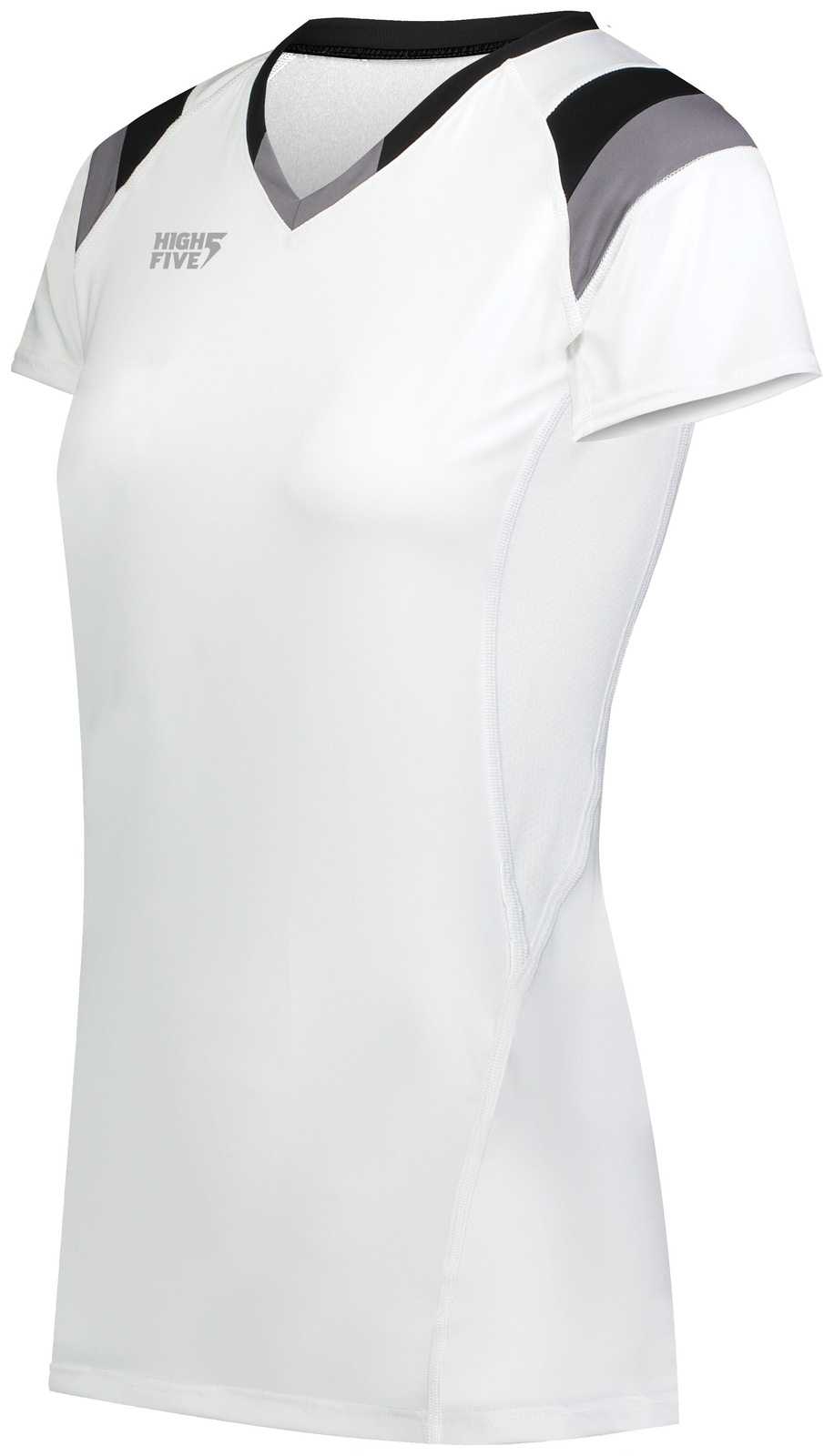 High Five 342252 Ladies TruHit Tri Short Sleeve Jersey - White Black Graphite - HIT a Double