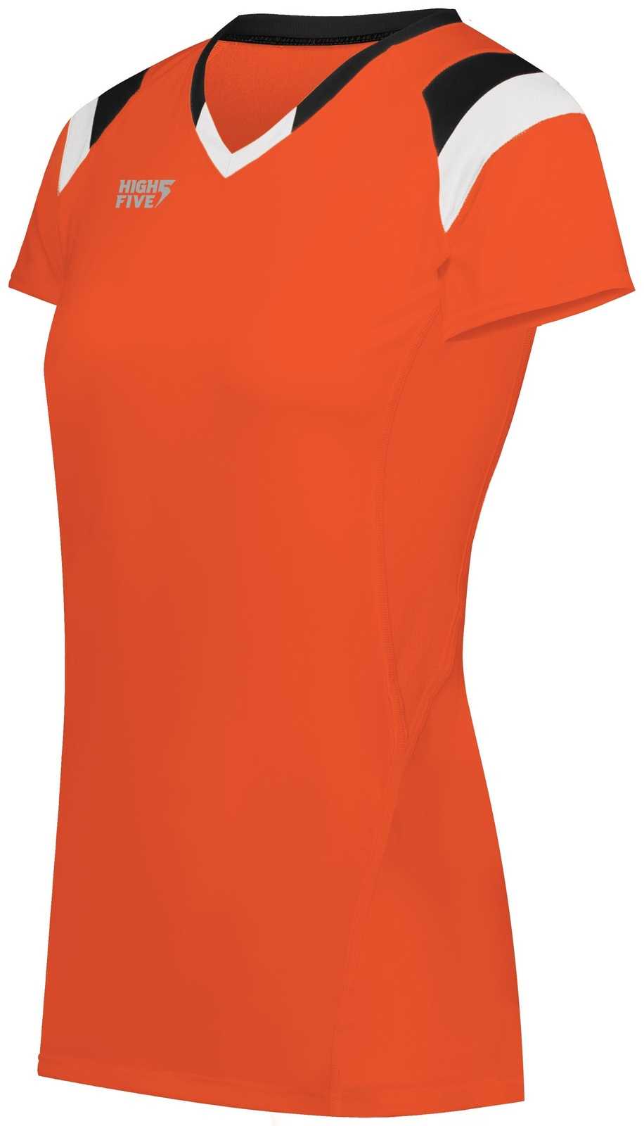 High Five 342253 Girls TruHit Tri Short Sleeve Jersey - Orange Black White - HIT a Double
