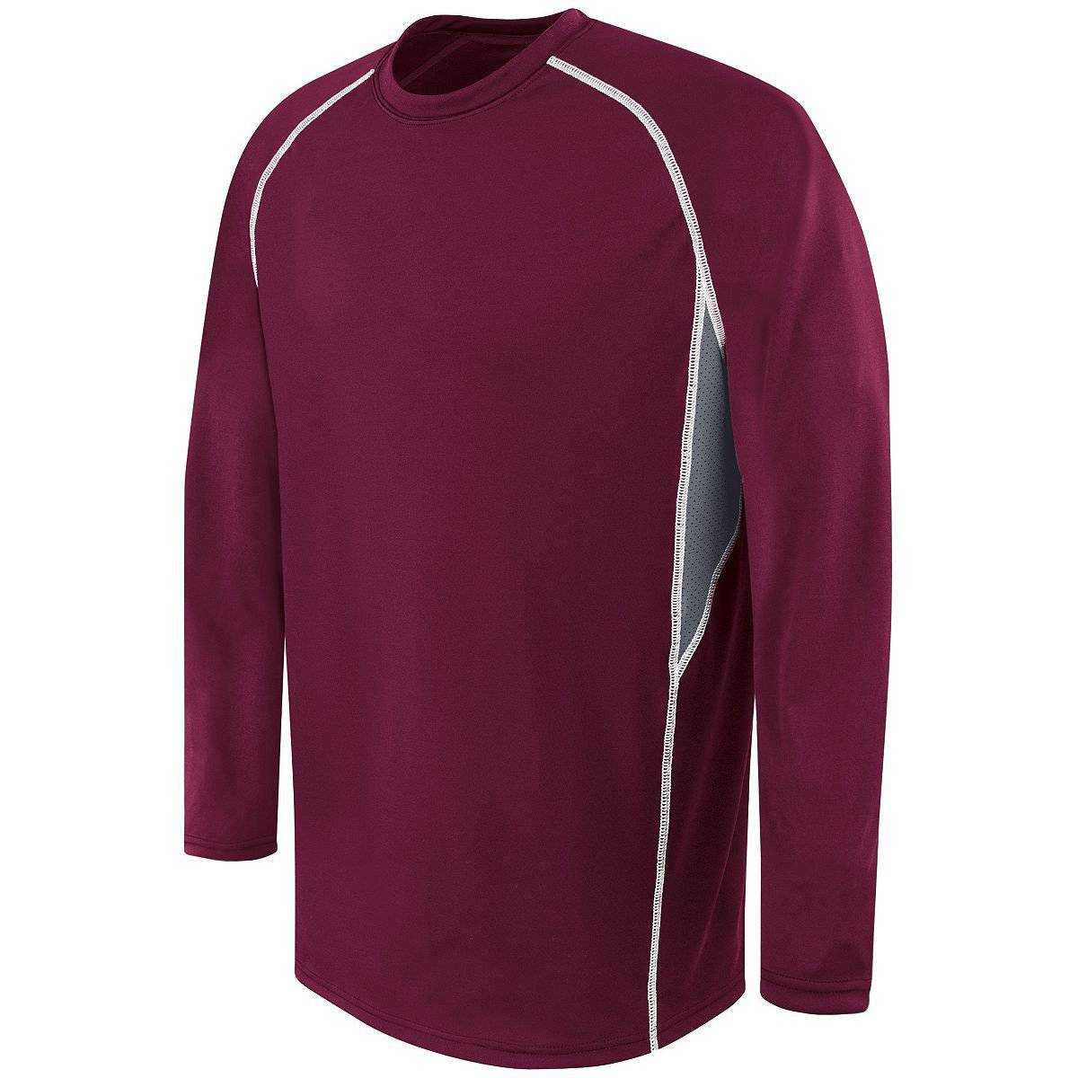 High Five 372310 Adult Long Sleeve Evolution Top - Maroon Graphite Wh - HIT a Double