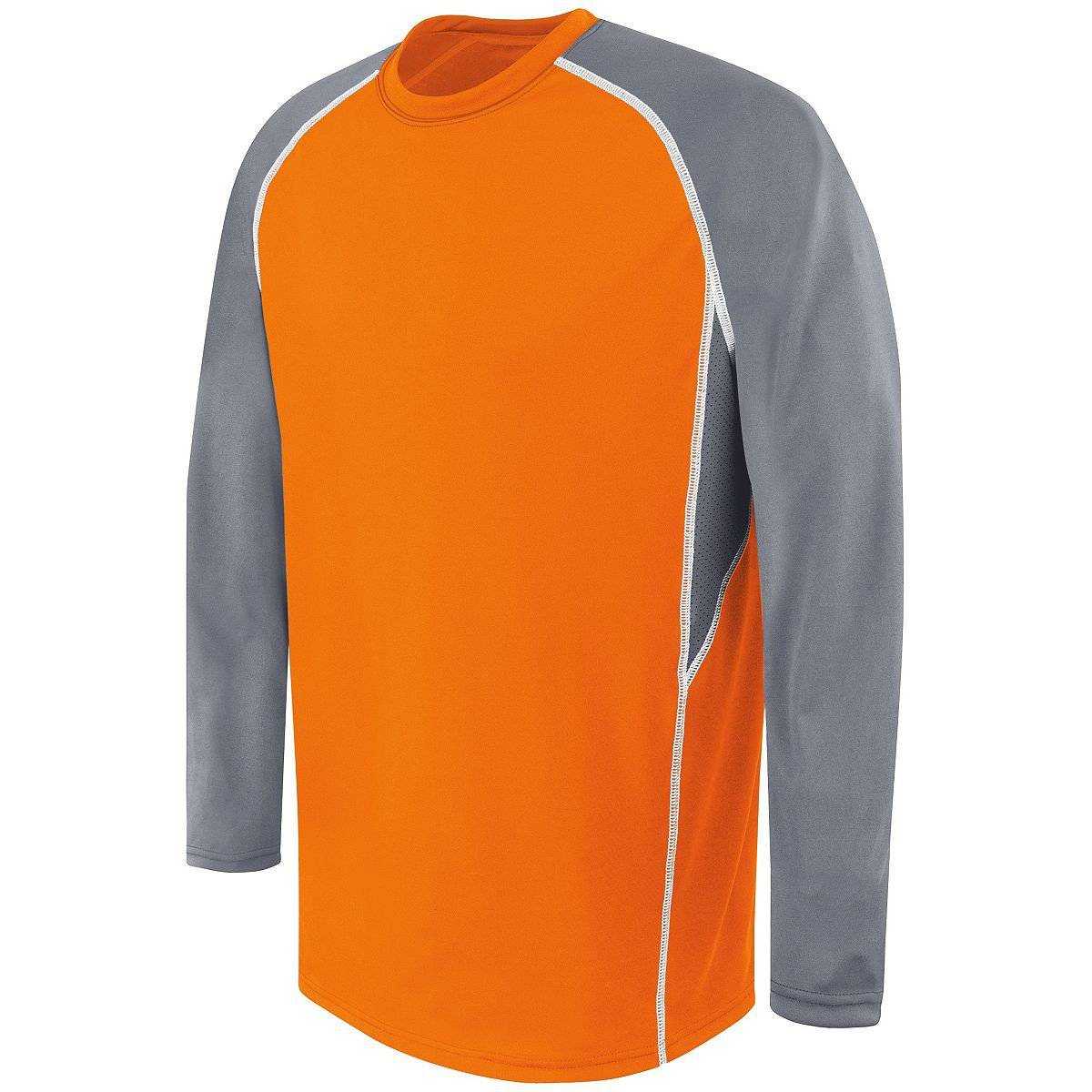 High Five 372310 Adult Long Sleeve Evolution Top - Orange Graphite Wh - HIT a Double