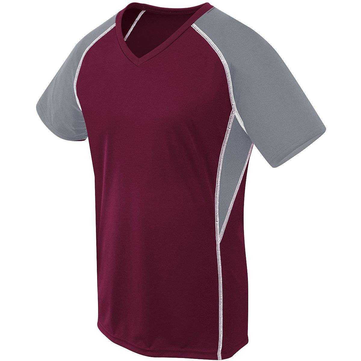 High Five 372323 Girl&#39;s Short Sleeve Evolution - Maroon Graphite White - HIT a Double