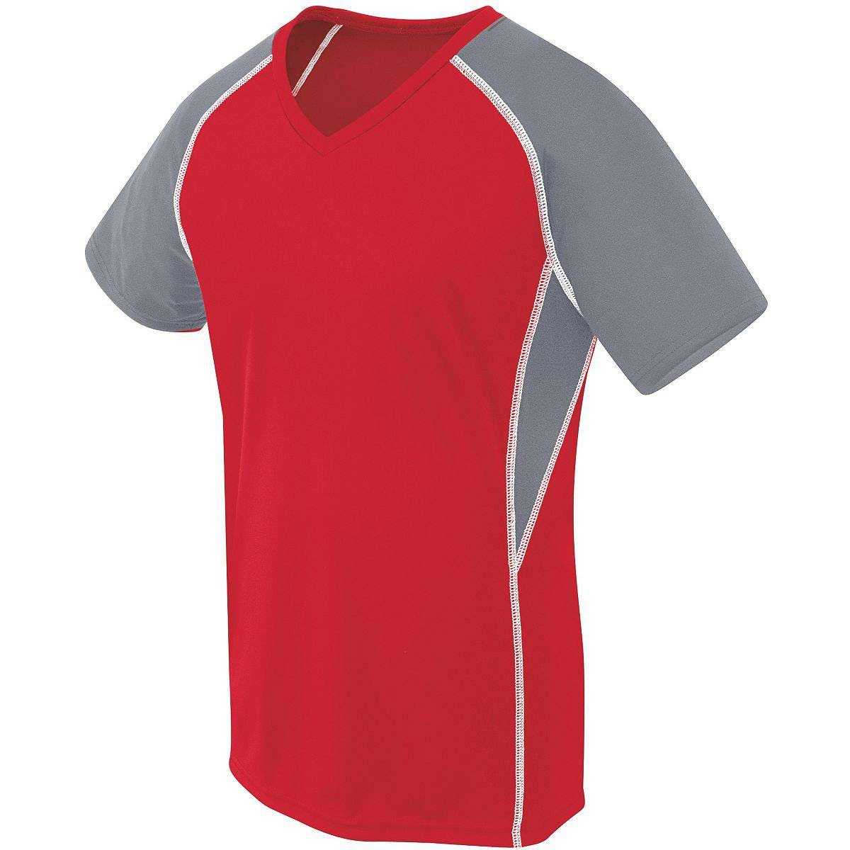High Five 372323 Girl&#39;s Short Sleeve Evolution - Scarlet Graphite White - HIT a Double