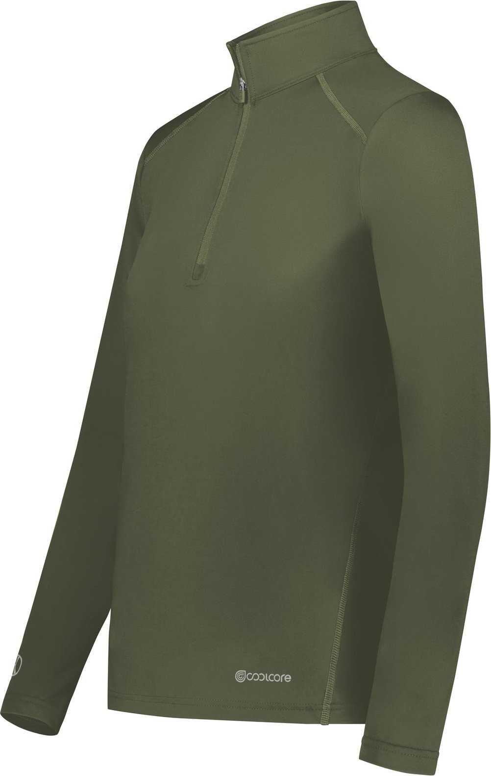 Holloway 222340 Ladies Coolcore 1/4 Zip Pullover - Olive - HIT a Double