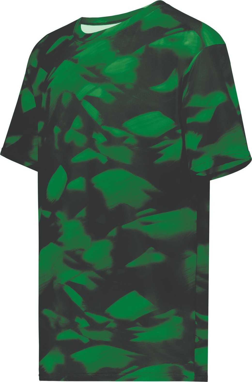 Holloway 222596 Stock Cotton Touch Poly Tee - Dark Green Glacier Print - HIT a Double