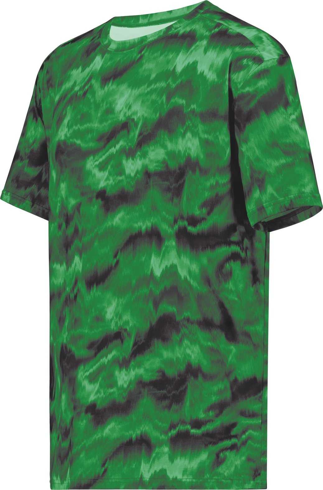Holloway 222596 Stock Cotton Touch Poly Tee - Dark Green Shockwave Print - HIT a Double