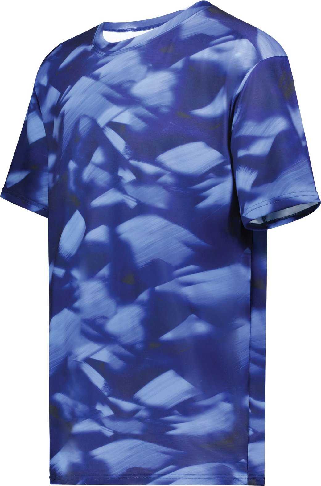 Holloway 222596 Stock Cotton Touch Poly Tee - Navy Glacier Print - HIT a Double