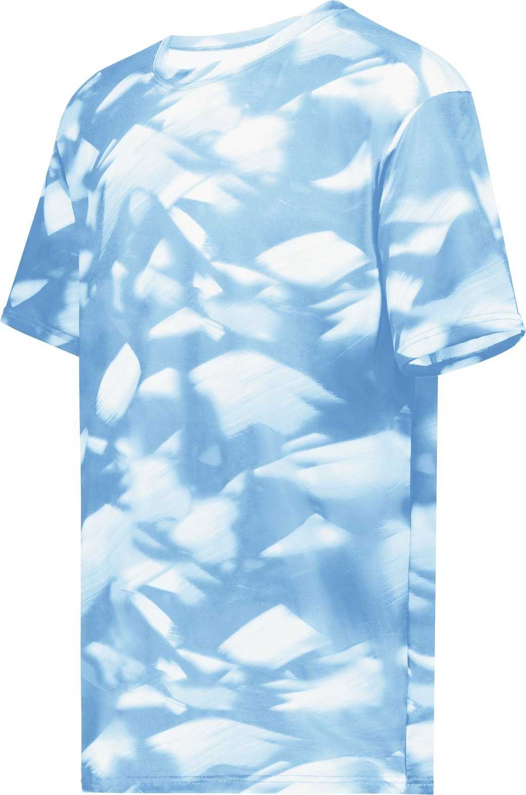 Holloway 222696 Youth Stock Cotton Touch Poly Tee - Columbia Blue Glacier Print - HIT a Double