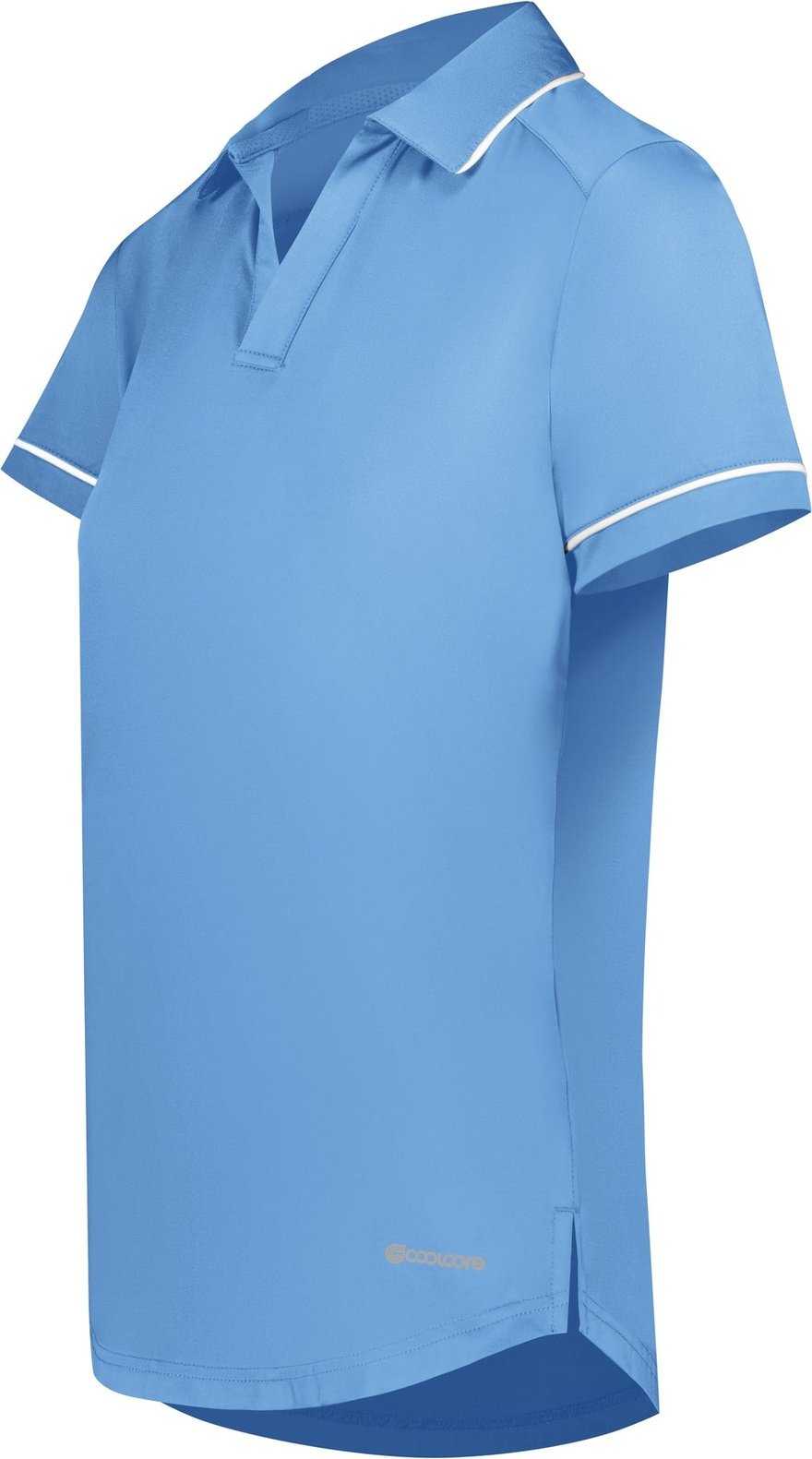 Holloway 222701 Ladies Coolcore Performance Polo - Columbia Blue White - HIT a Double