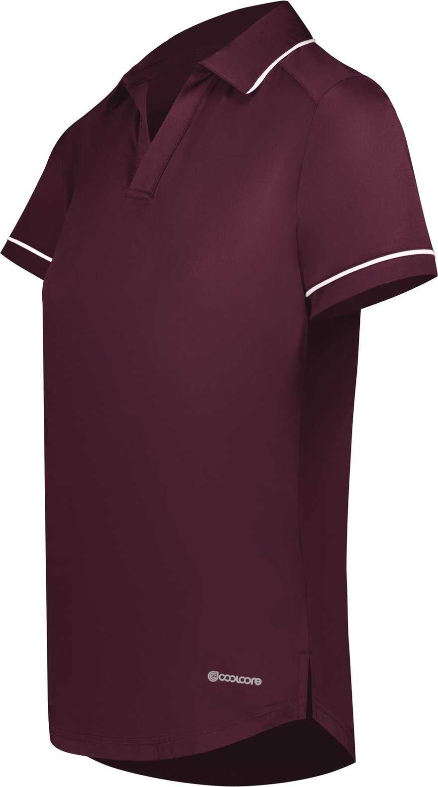 Holloway 222701 Ladies Coolcore Performance Polo - Maroon White - HIT a Double