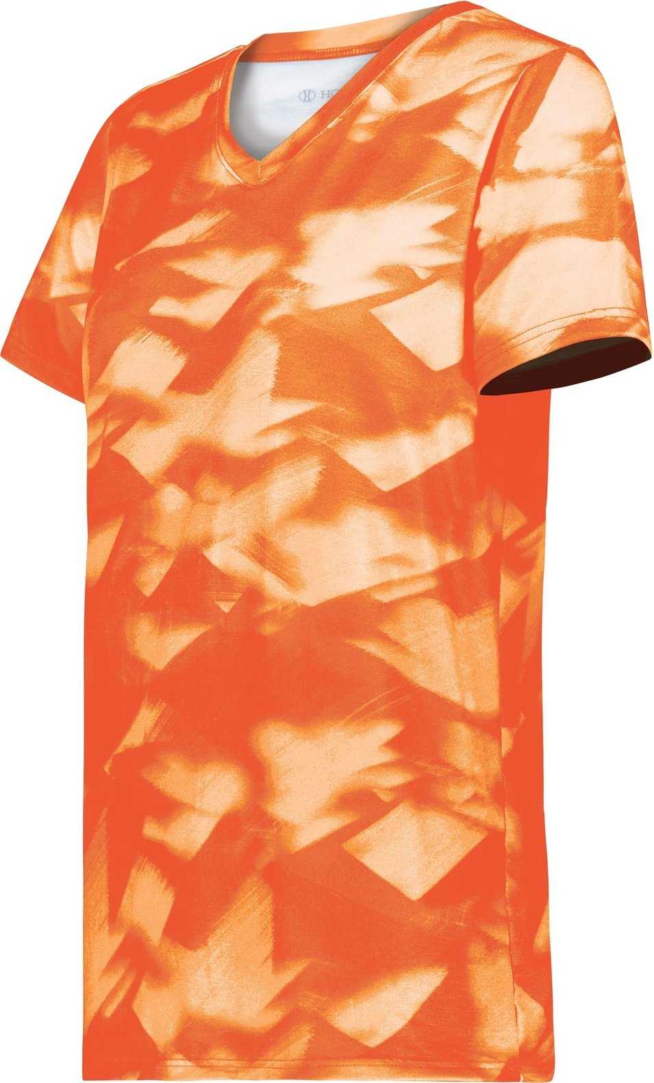 Holloway 222796 Ladies Stock Cotton Touch Poly Tee - Orange Glacier Print - HIT a Double
