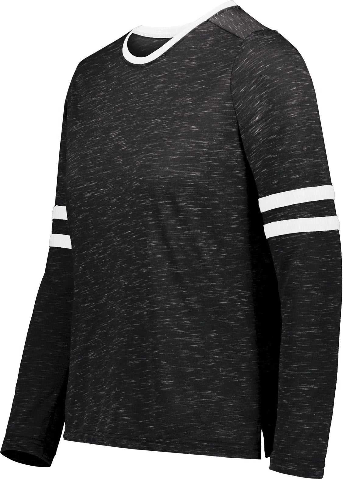 Holloway 223346 Girls Monterey Long Sleeve Tee - Black Heather White - HIT a Double