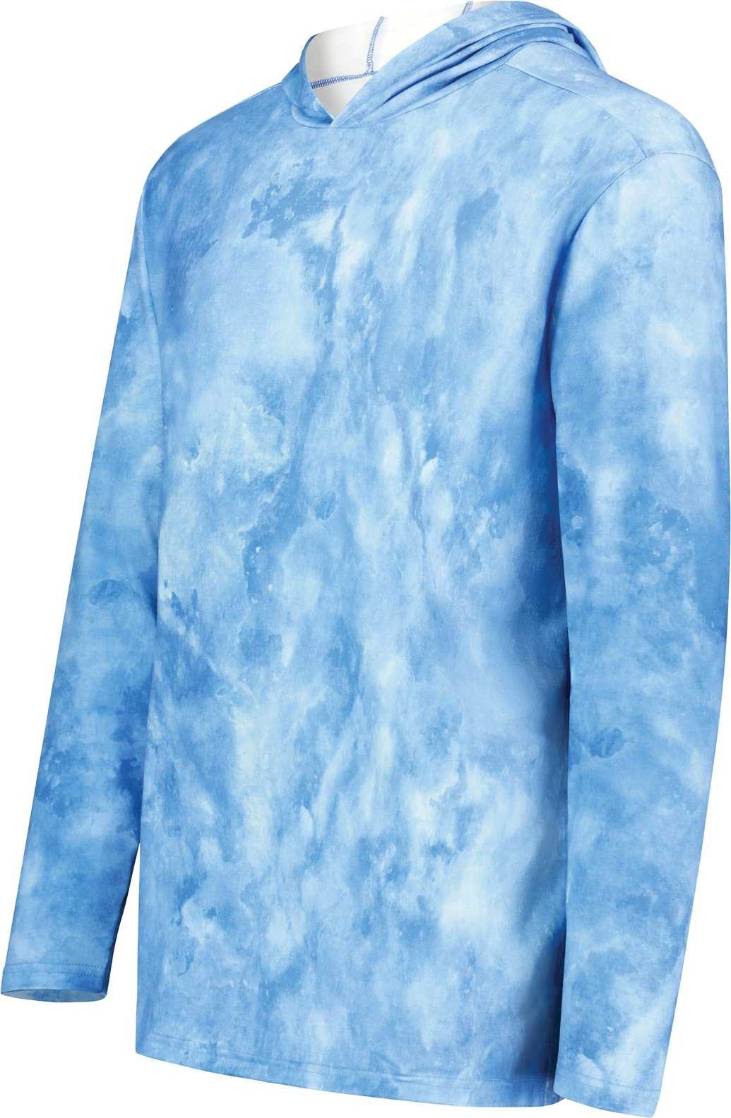 Holloway 223505 Stock Cotton Touch Poly Hoodie - Columbia Blue Cloud Print - HIT a Double