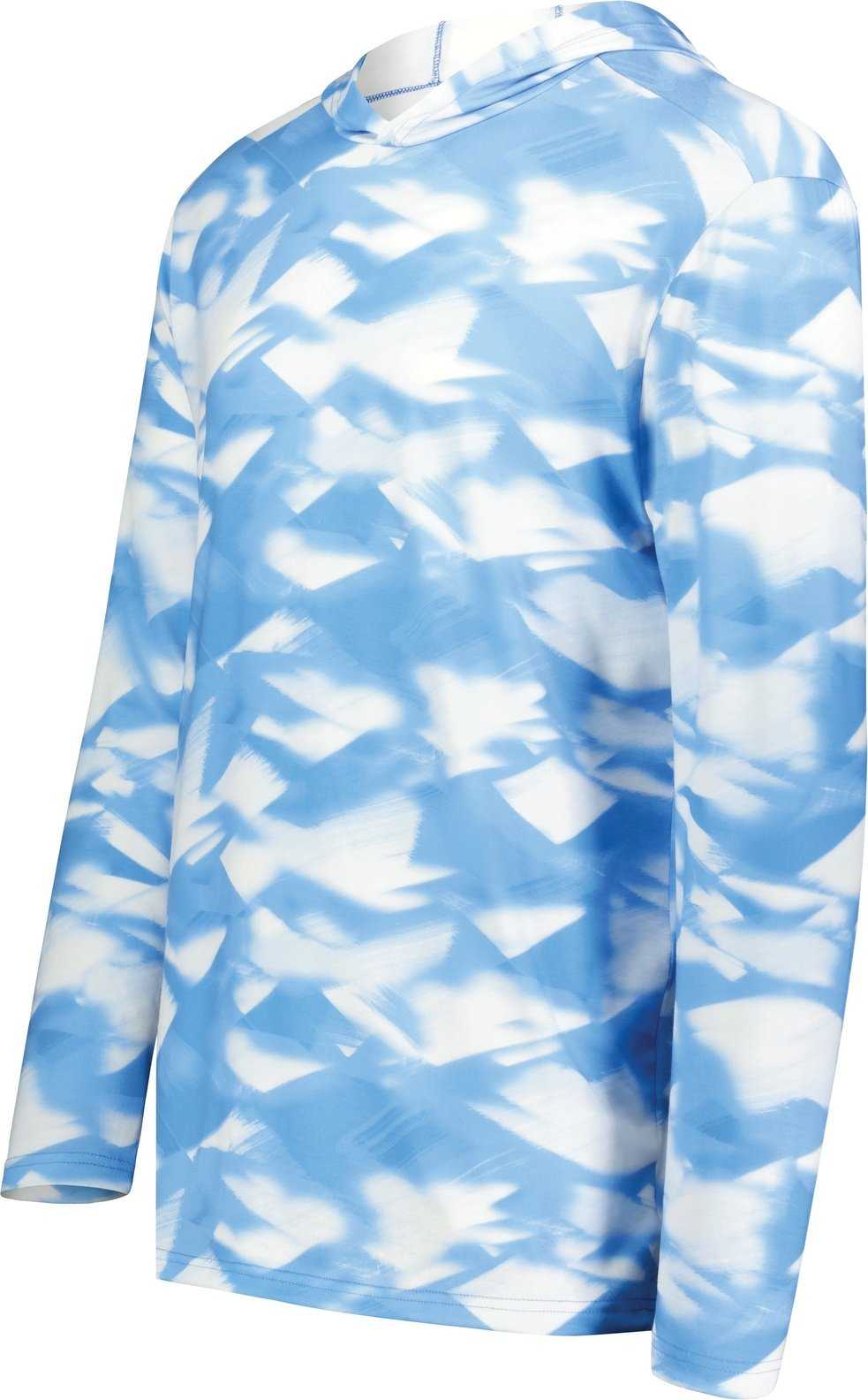 Holloway 223505 Stock Cotton Touch Poly Hoodie - Columbia Blue Glacier Print - HIT a Double