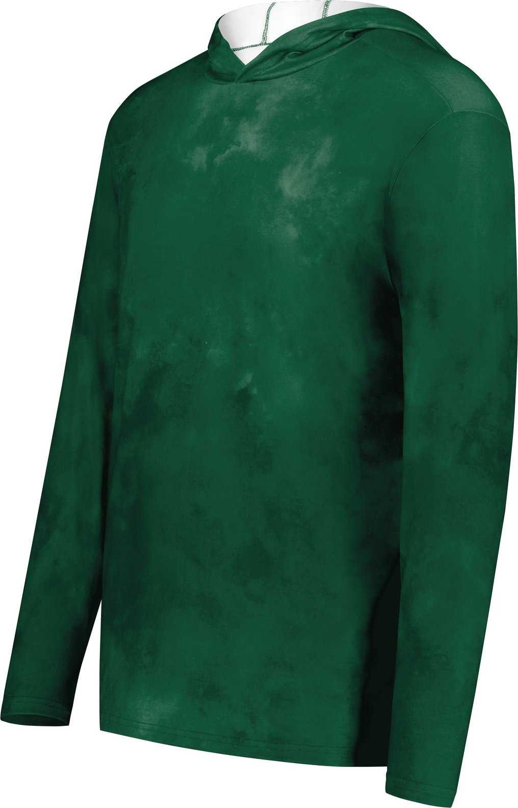 Holloway 223505 Stock Cotton Touch Poly Hoodie - Dark Green Cloud Print - HIT a Double