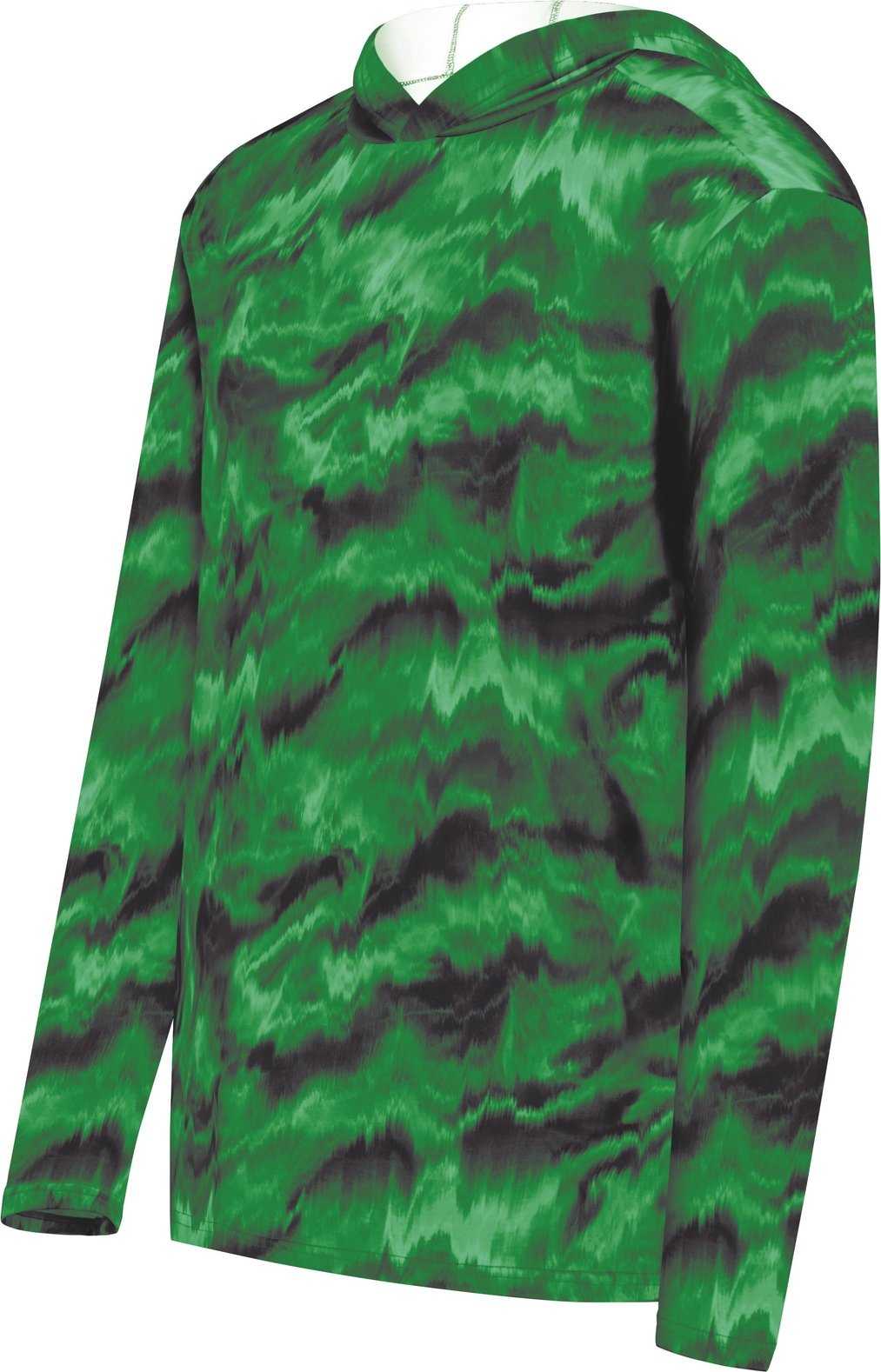 Holloway 223505 Stock Cotton Touch Poly Hoodie - Dark Green Shockwave Print - HIT a Double