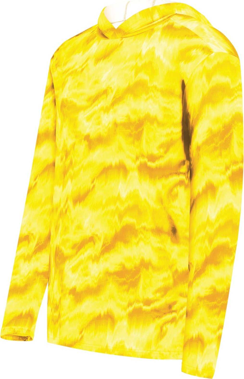 Holloway 223505 Stock Cotton Touch Poly Hoodie - Gold Shockwave Print - HIT a Double