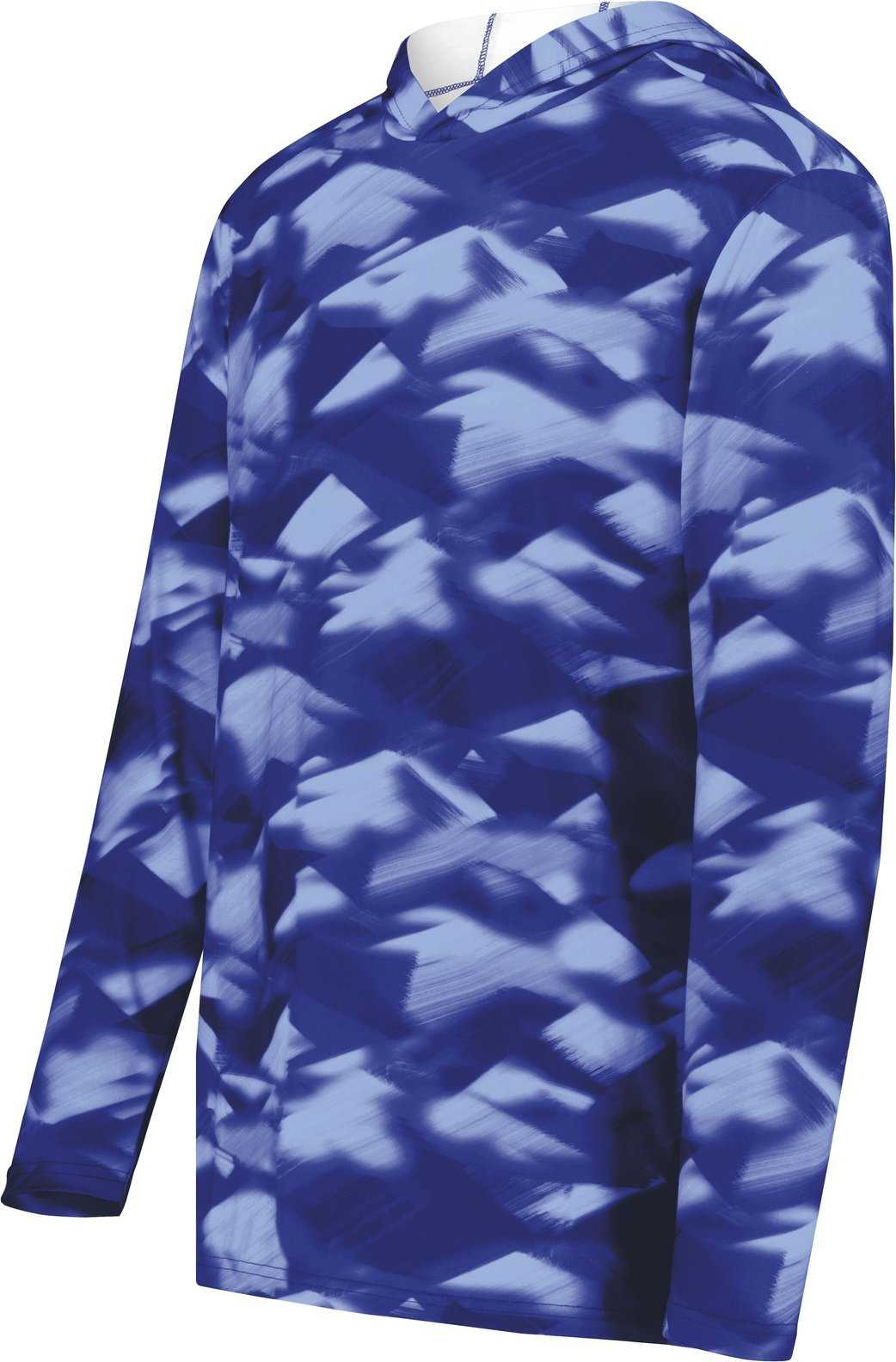 Holloway 223505 Stock Cotton Touch Poly Hoodie - Navy Glacier Print - HIT a Double