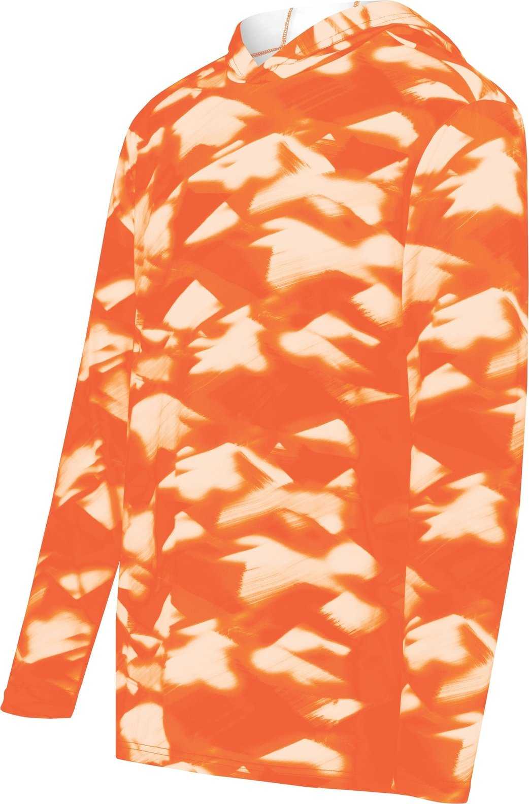 Holloway 223505 Stock Cotton Touch Poly Hoodie - Orange Glacier Print - HIT a Double