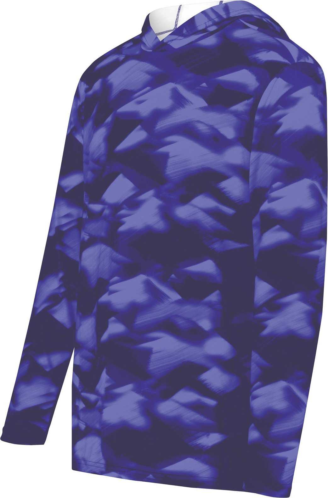 Holloway 223505 Stock Cotton Touch Poly Hoodie - Purple Glacier Print - HIT a Double