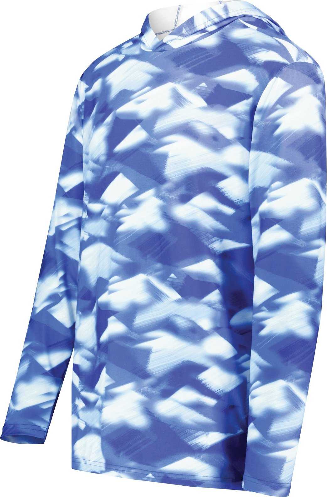 Holloway 223505 Stock Cotton Touch Poly Hoodie - Royal Glacier Print - HIT a Double