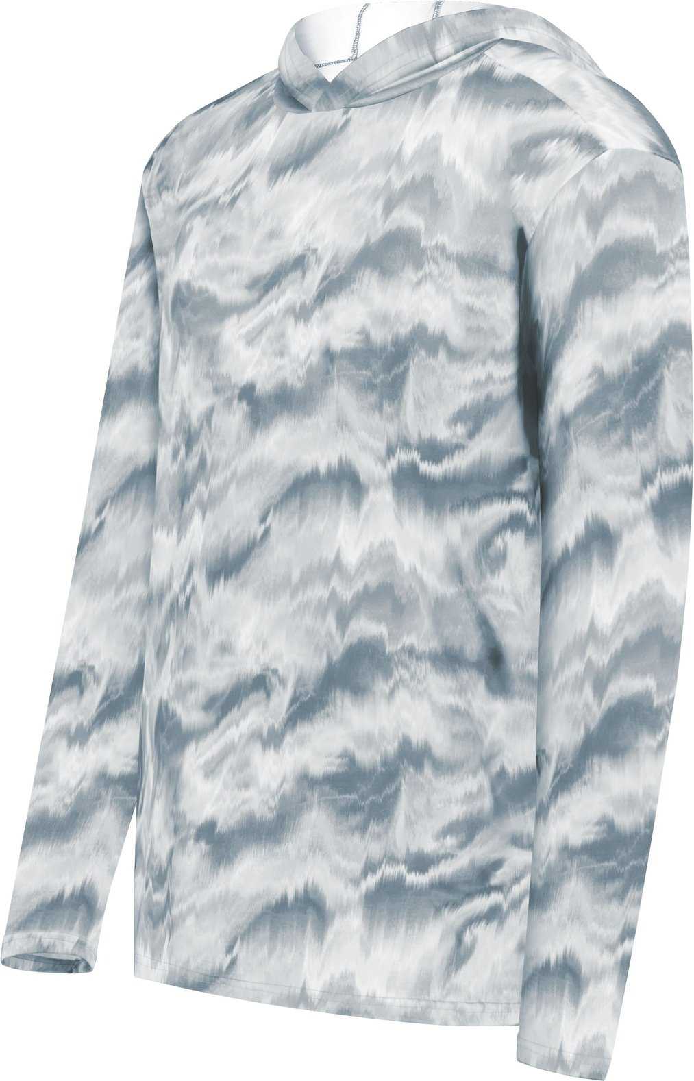 Holloway 223505 Stock Cotton Touch Poly Hoodie - Silver Shockwave Print - HIT a Double