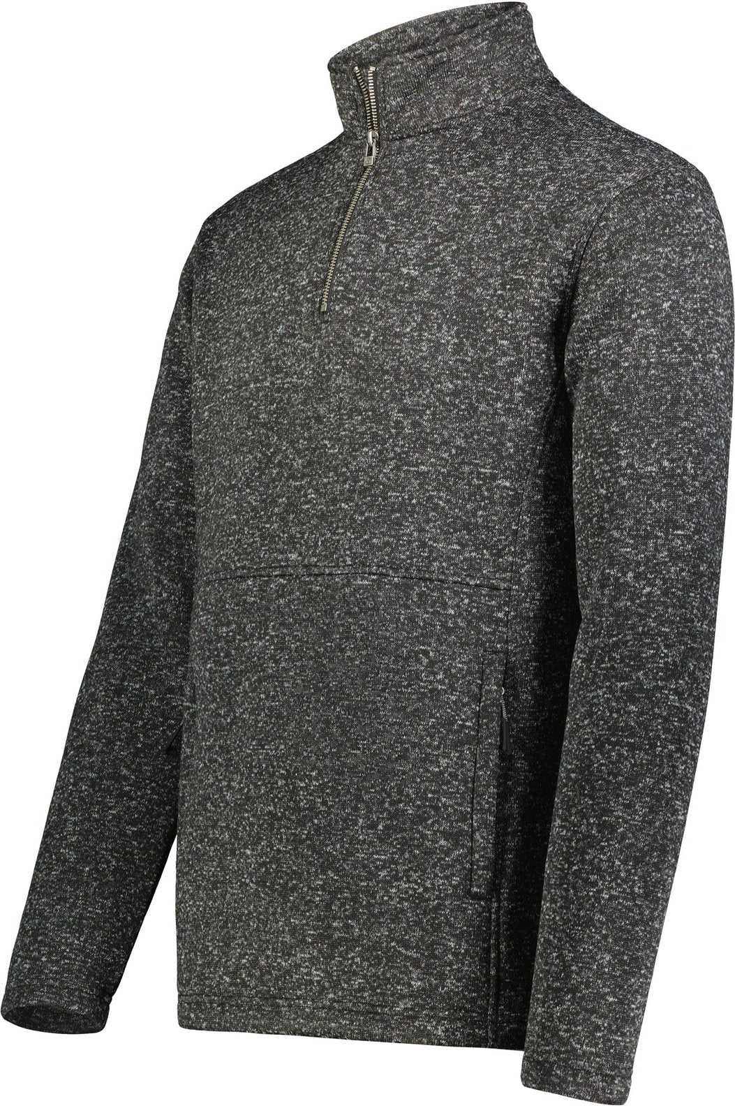 Holloway 223540 Alpine Sweater Fleece 1/4 Zip Pullover - Black Heather - HIT a Double
