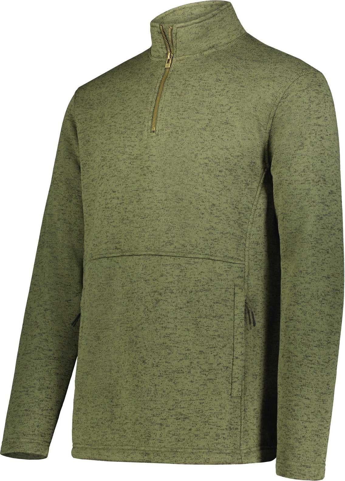 Holloway 223540 Alpine Sweater Fleece 1/4 Zip Pullover - Olive Heather - HIT a Double