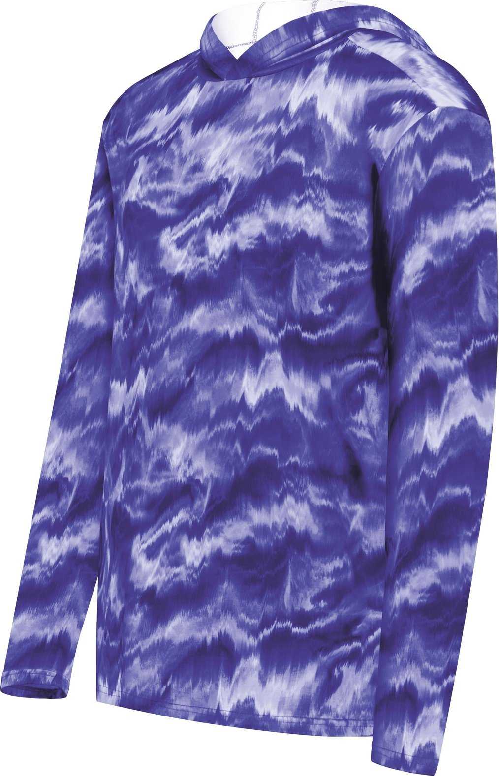 Holloway 223605 Youth Stock Cotton Touch Poly Hoodie - Purple Shockwave Print - HIT a Double