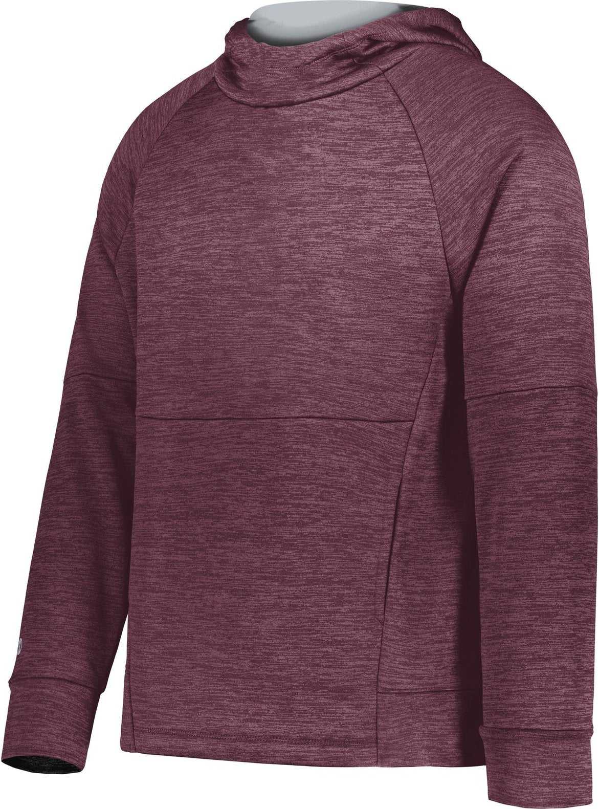 Holloway 223680 Youth All Pro Performance Fleece Hoodie - Maroon Heather Silver - HIT a Double