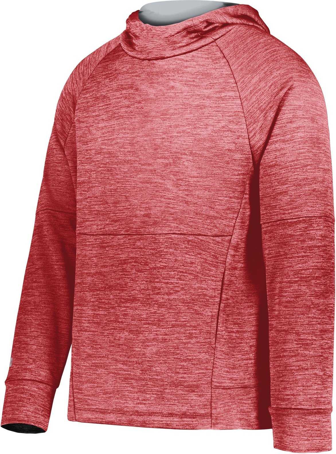 Holloway 223680 Youth All Pro Performance Fleece Hoodie - Scarlet Heather Silver - HIT a Double