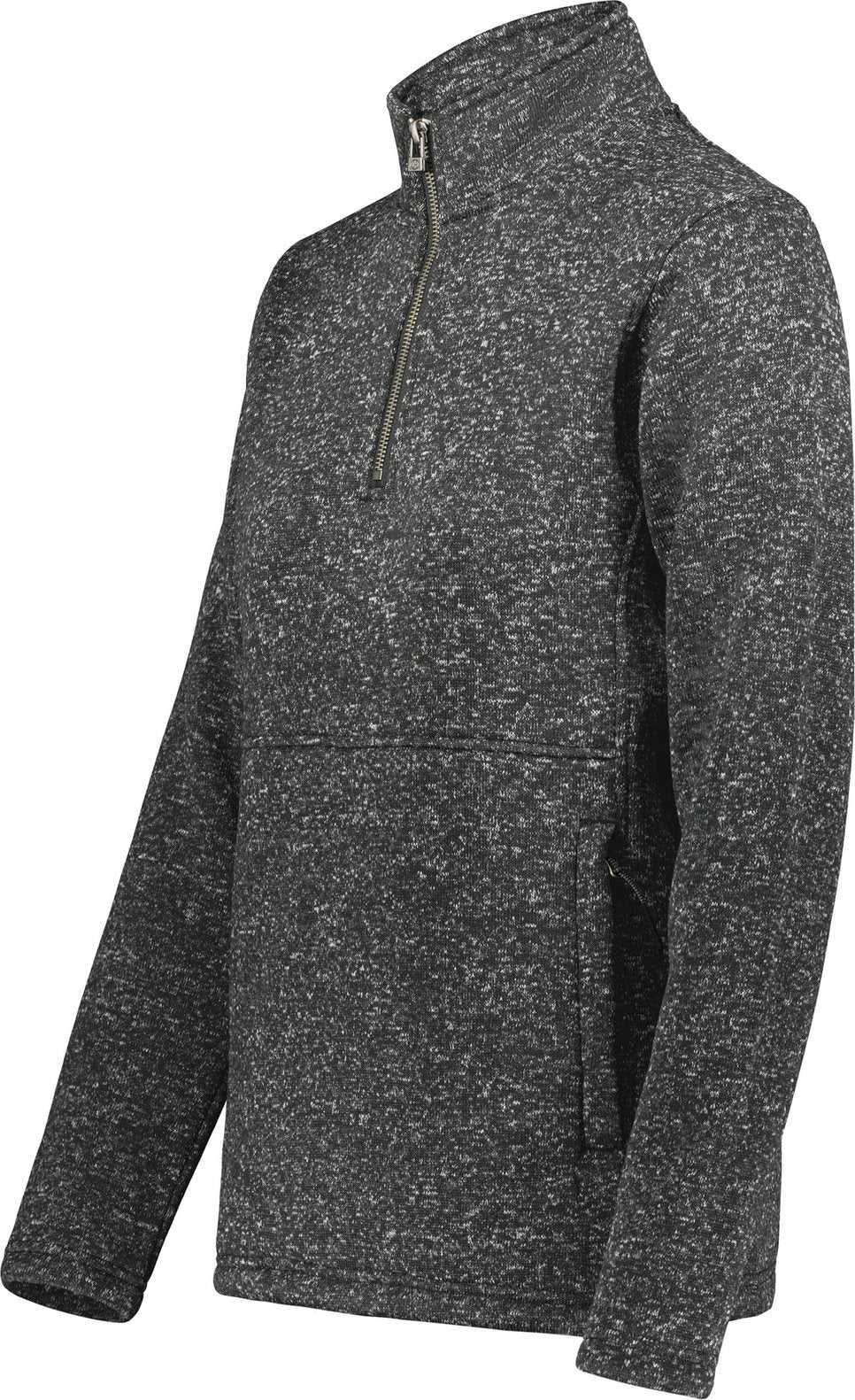 Holloway 223740 Ladies Alpine Sweater Fleece 1/4 Zip Pullover - Black Heather - HIT a Double