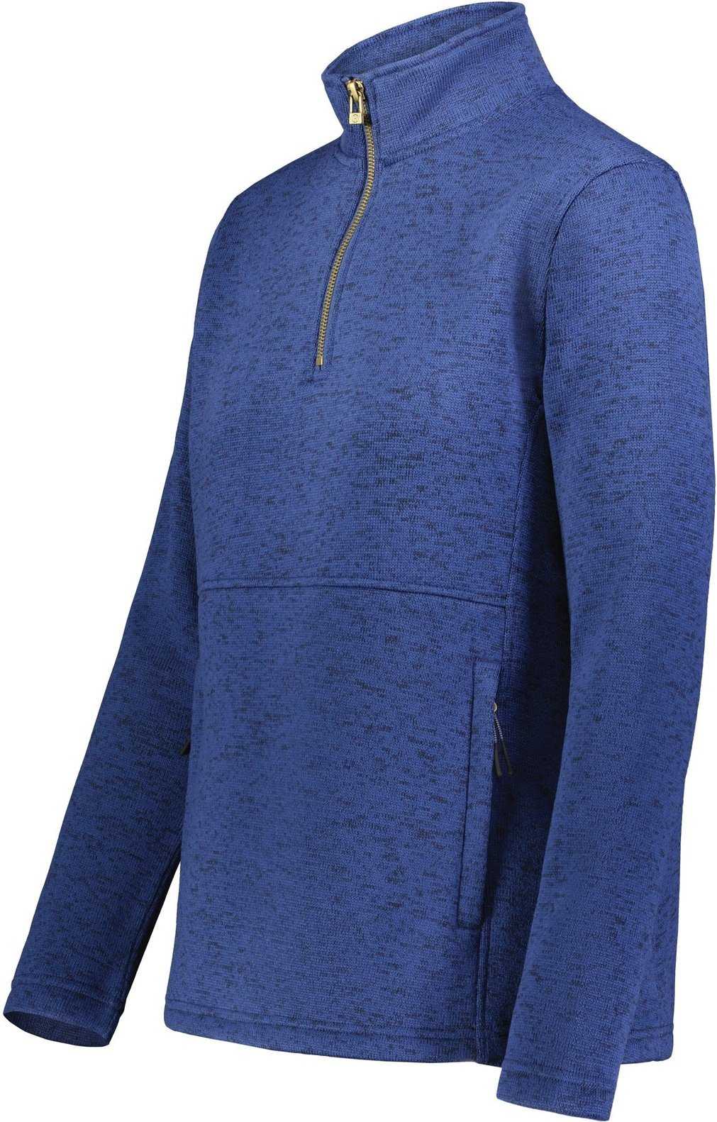 Holloway 223740 Ladies Alpine Sweater Fleece 1/4 Zip Pullover - Navy Heather - HIT a Double