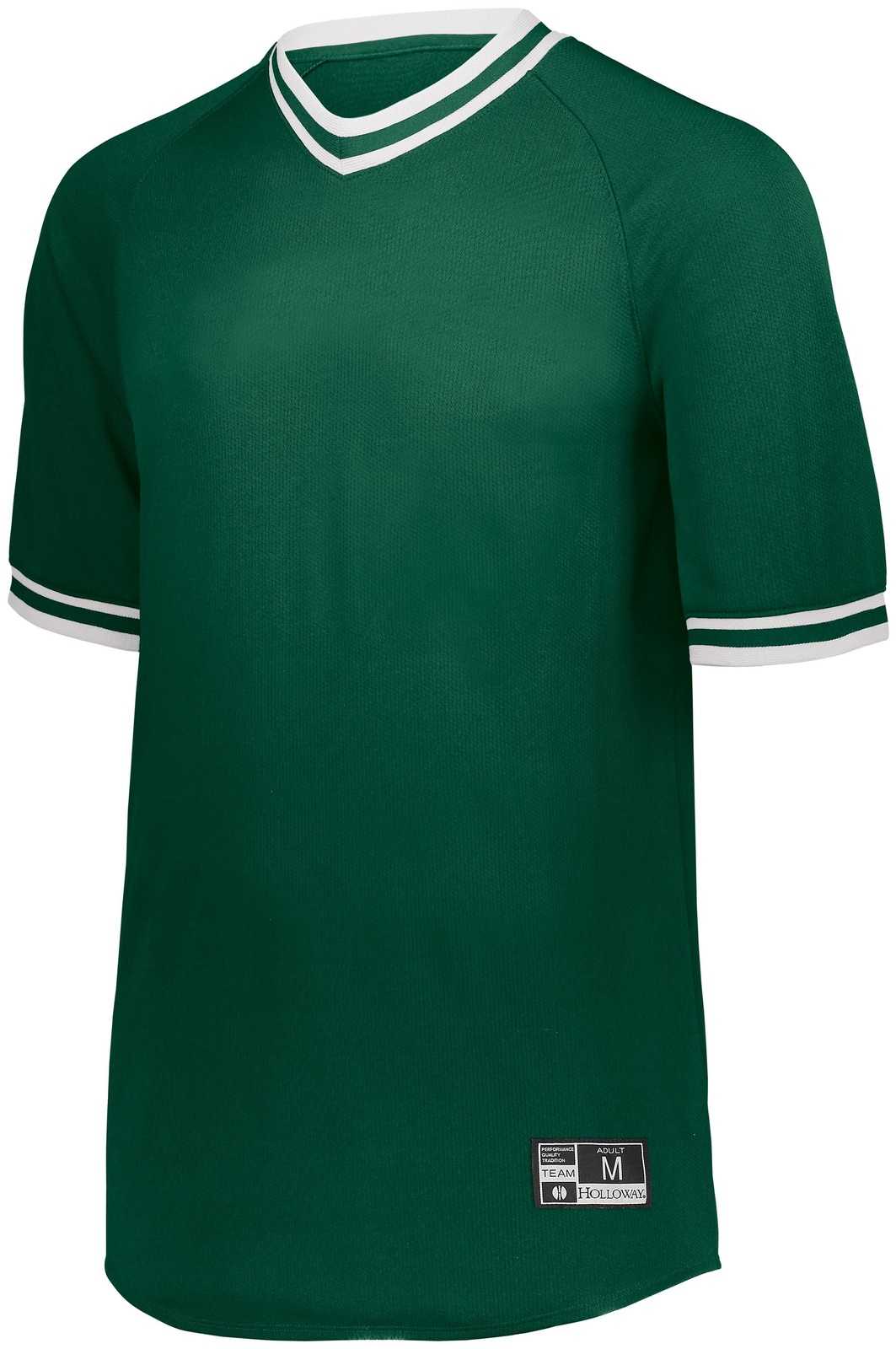 Holloway 221021 Retro V-Neck Baseball Jersey - Forest White - HIT a Double