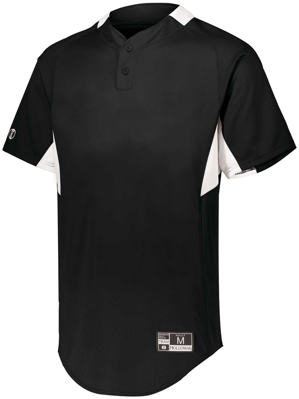 Holloway 221024 Game7 Two-Button Baseball Jersey - Black White - HIT a Double