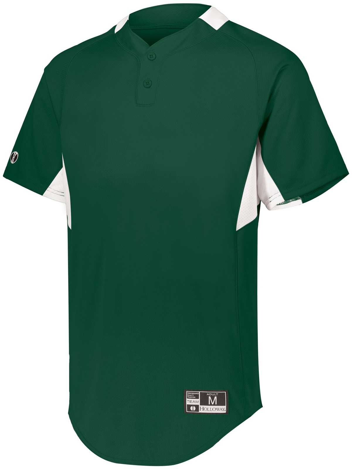 Holloway 221024 Game7 Two-Button Baseball Jersey - Forest White - HIT a Double