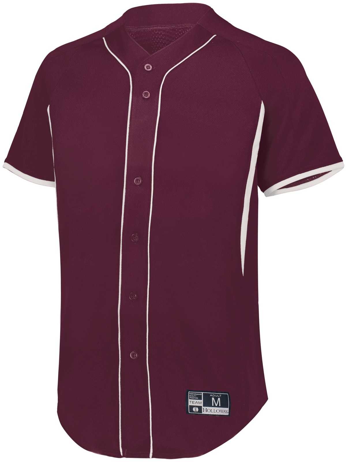 Holloway 221025 Game7 Full-Button Baseball Jersey - Maroon White - HIT a Double