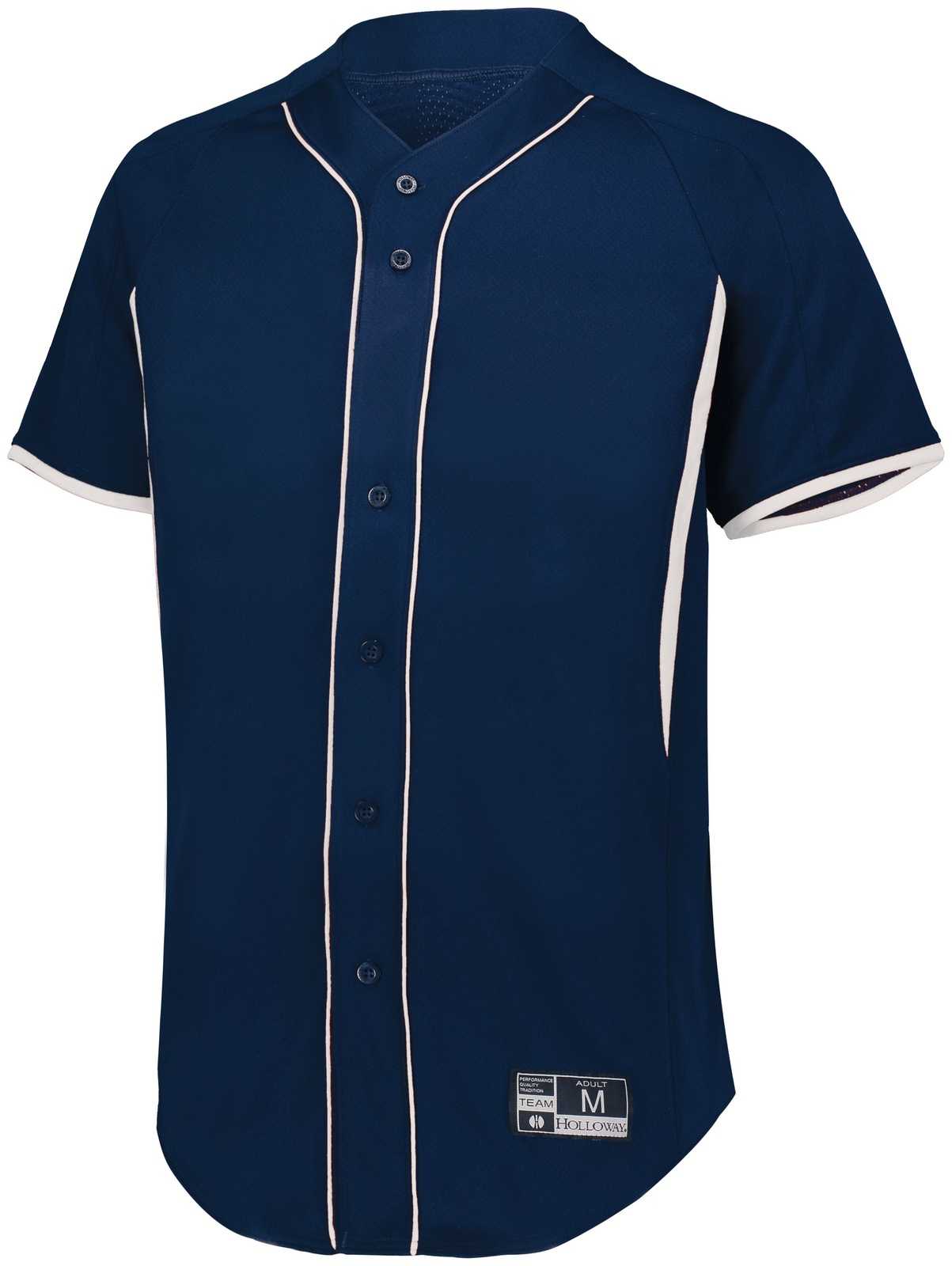Holloway 221025 Game7 Full-Button Baseball Jersey - Navy White - HIT a Double