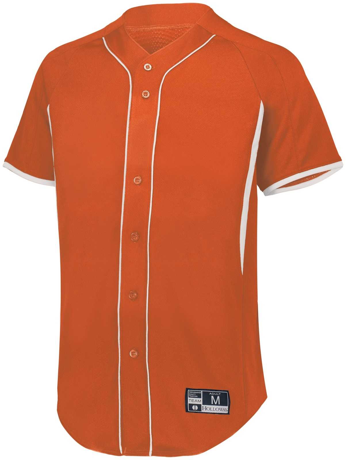 Holloway 221025 Game7 Full-Button Baseball Jersey - Orange White - HIT a Double