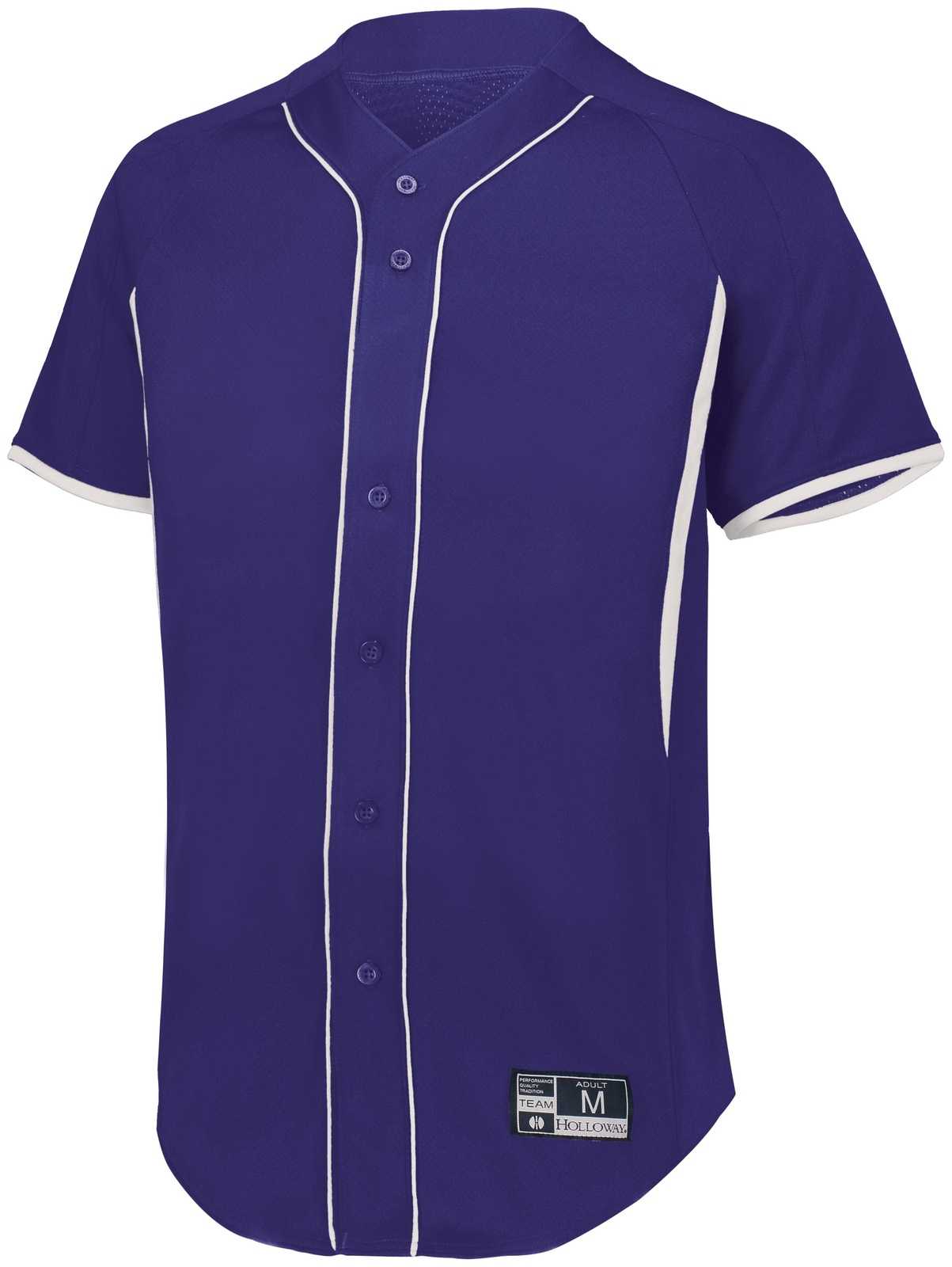 Holloway 221025 Game7 Full-Button Baseball Jersey - Purple White - HIT a Double