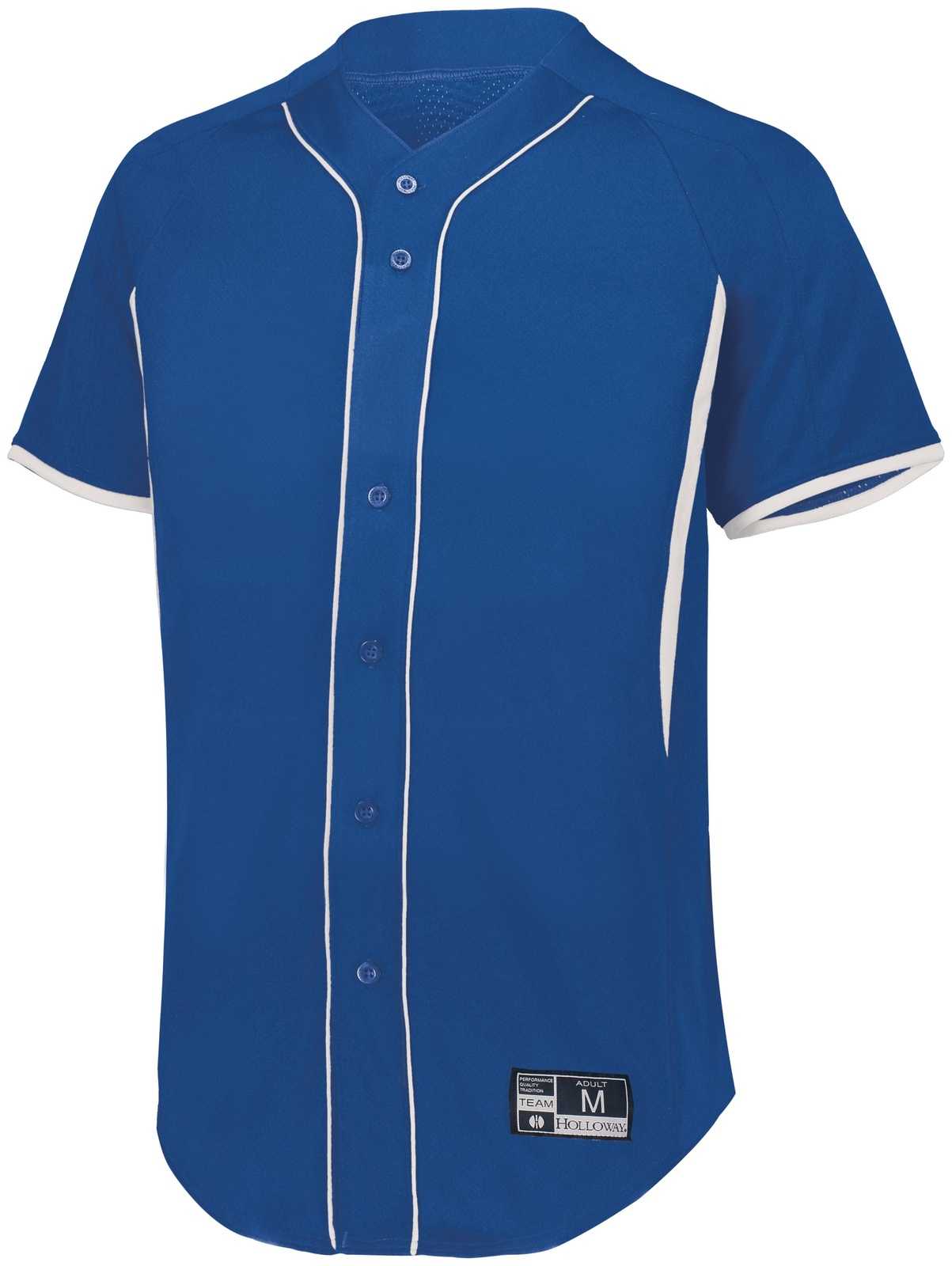 Holloway 221025 Game7 Full-Button Baseball Jersey - Royal White - HIT a Double