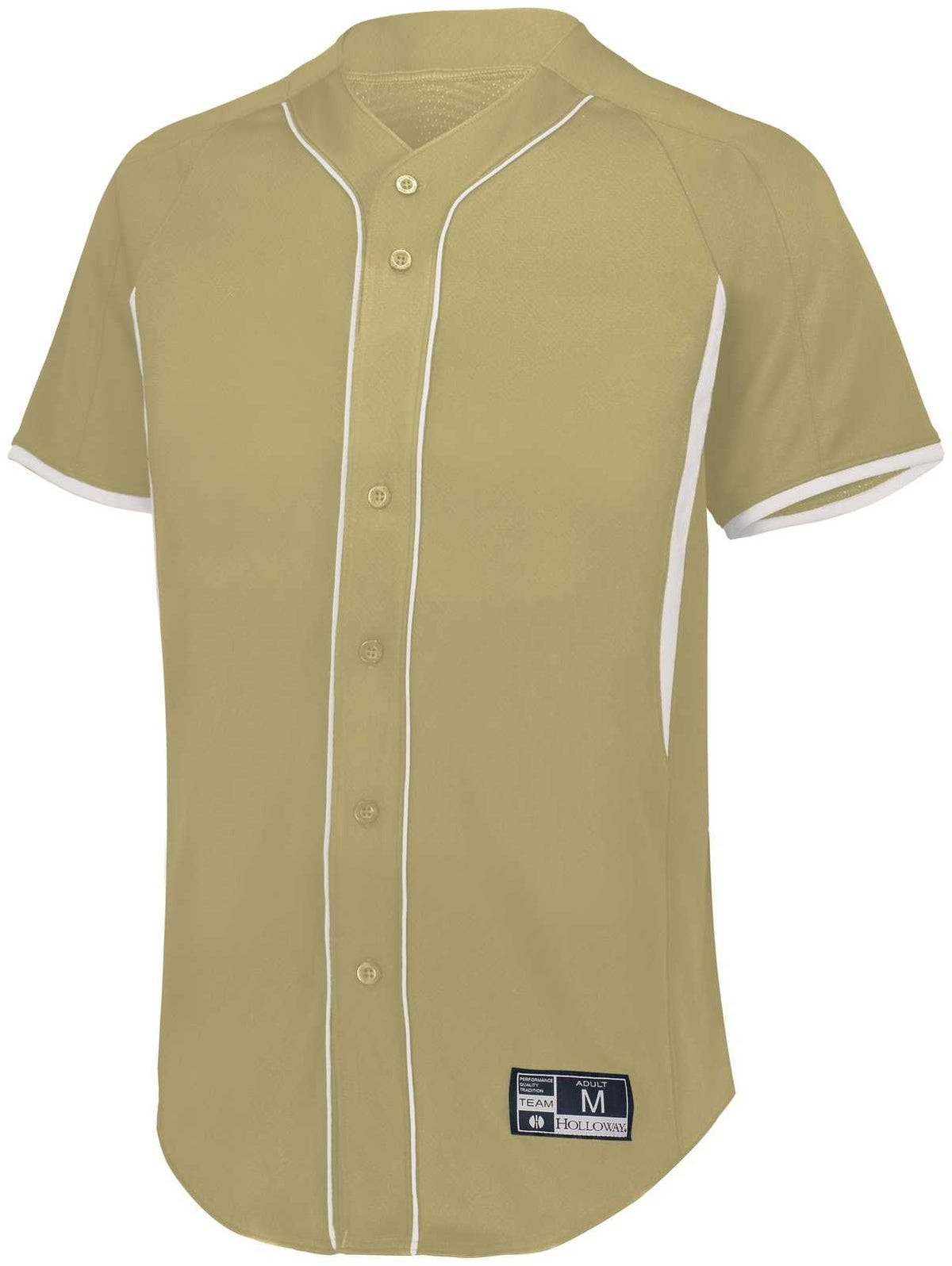 Holloway 221025 Game7 Full-Button Baseball Jersey - Vegas Gold White - HIT a Double