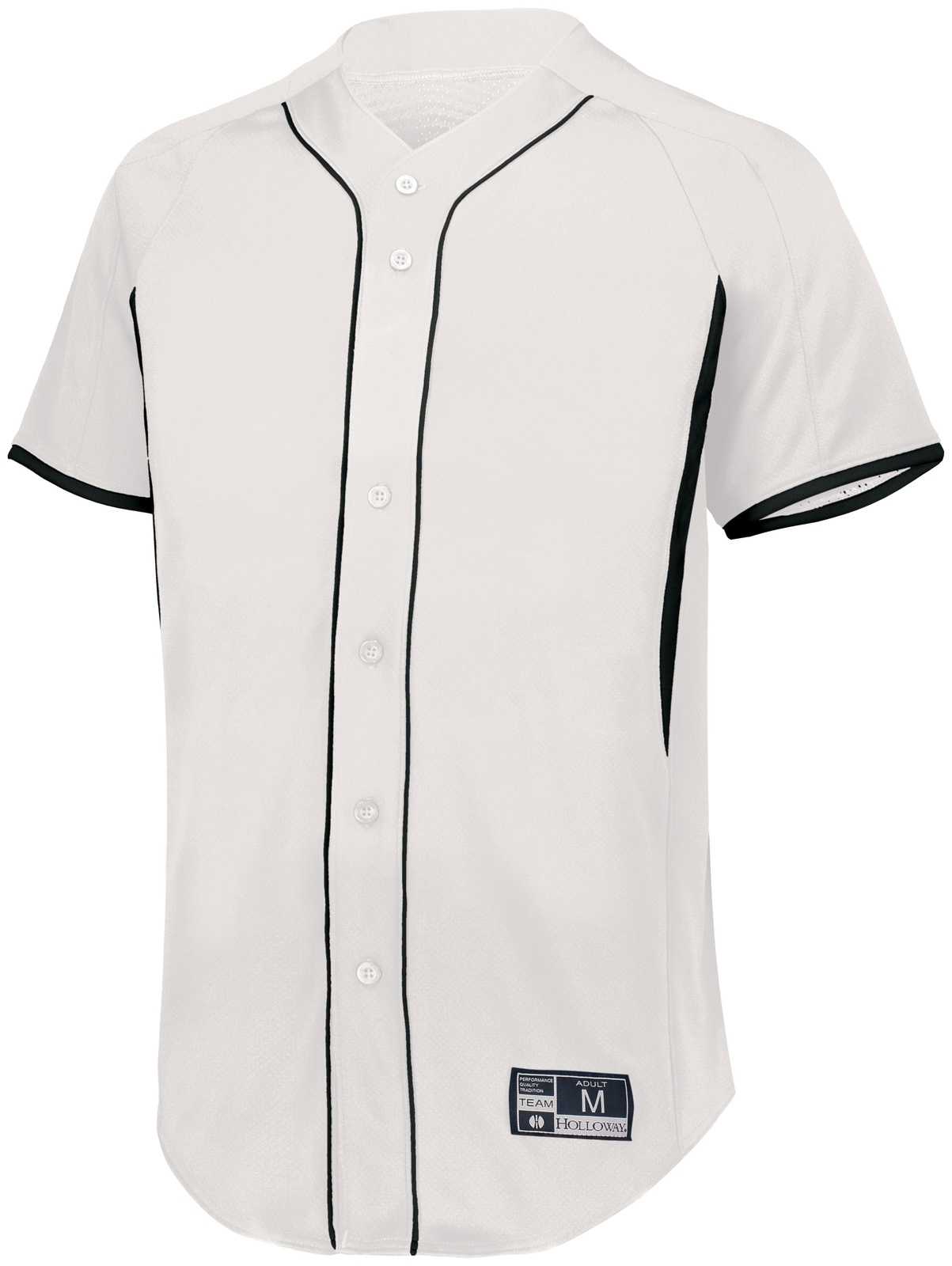 Holloway 221025 Game7 Full-Button Baseball Jersey - White Black - HIT a Double