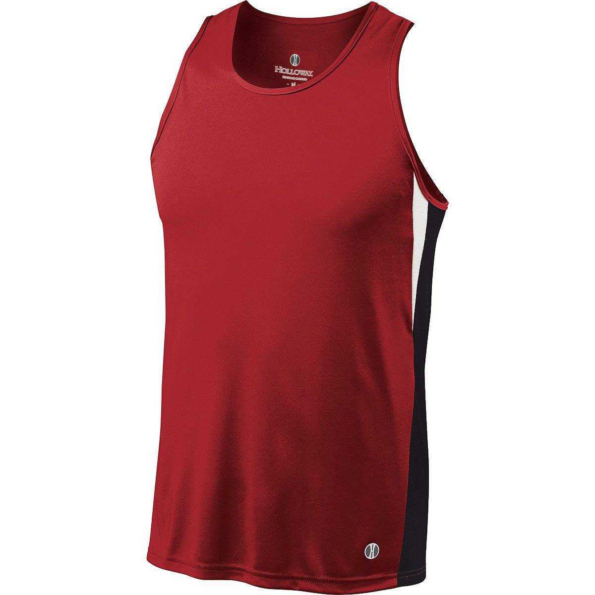 Holloway 221040 Vertical Singlet - Scarlet Black White - HIT a Double